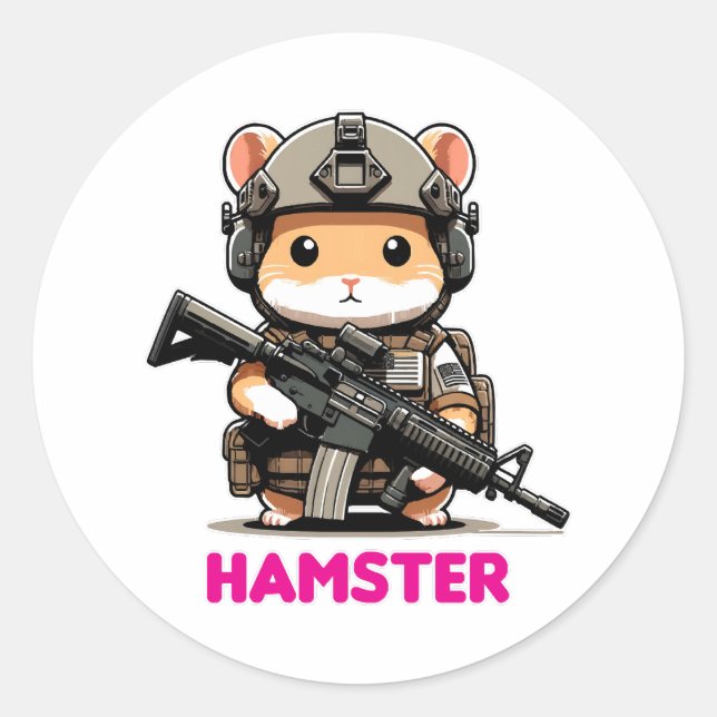 Sticker Rond Hamster tactique (Devant)