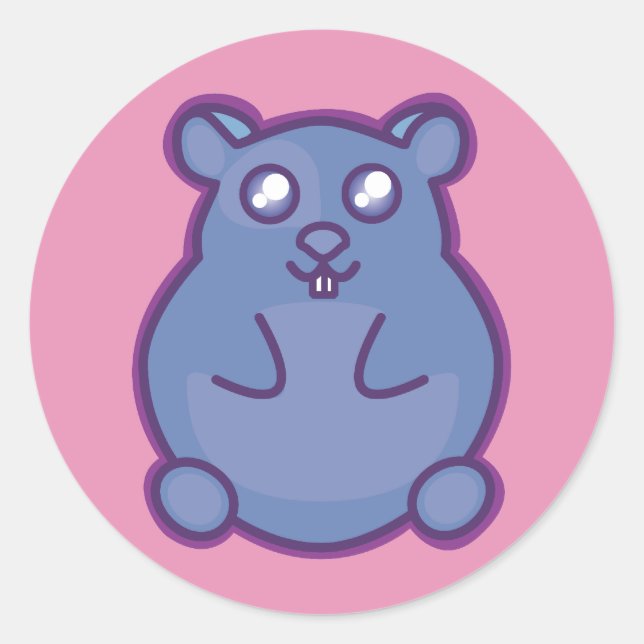 Sticker Rond Hamster violet (Devant)