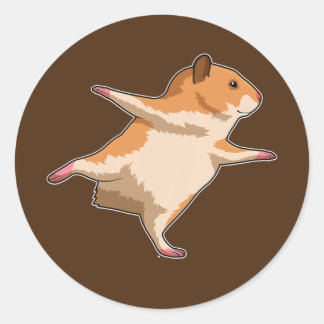 Sticker Rond Hamster Yoga Méditation Fitness