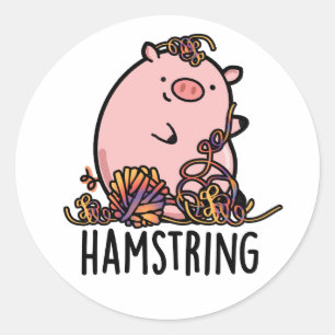 Sticker Rond Hamstring Funny Pig Pun