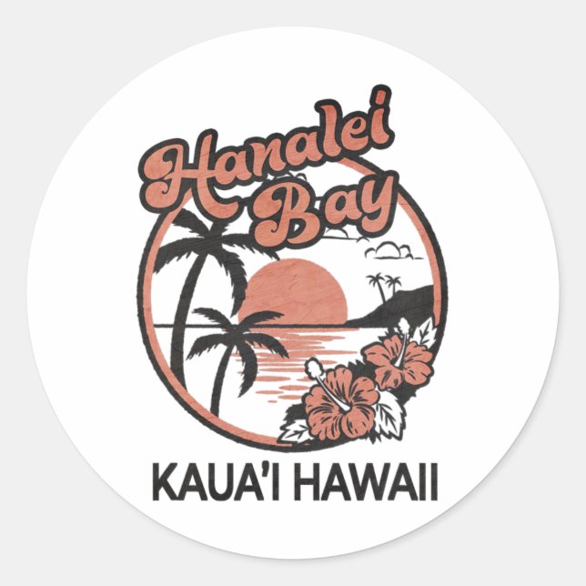 Sticker Rond Hanalei Bay Kauai Hawaii (Devant)