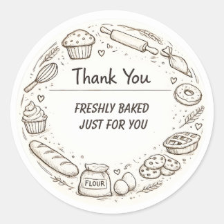 Sticker Rond Hand-Drawn Sketch bakery Thank You