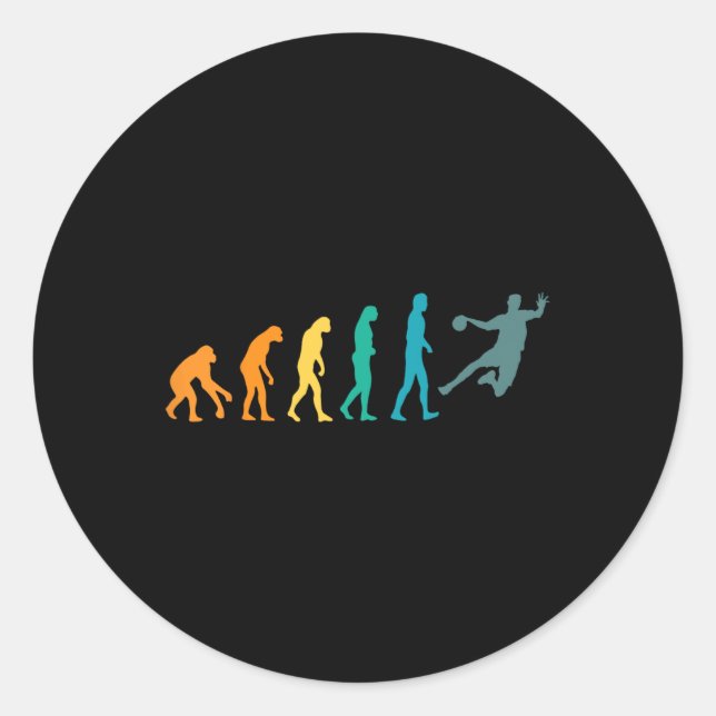 Sticker Rond Handball Funny Sport Evolution (Devant)