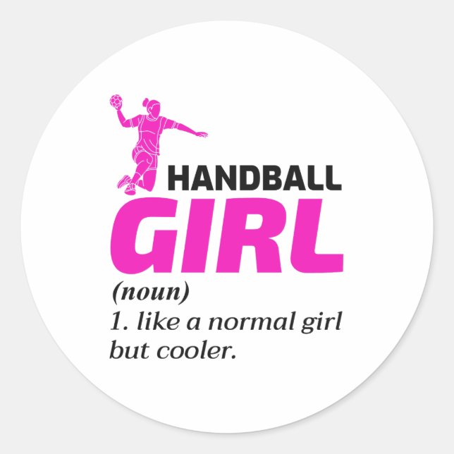 Sticker Rond Handball Girl Handballer Drôle Dire (Devant)