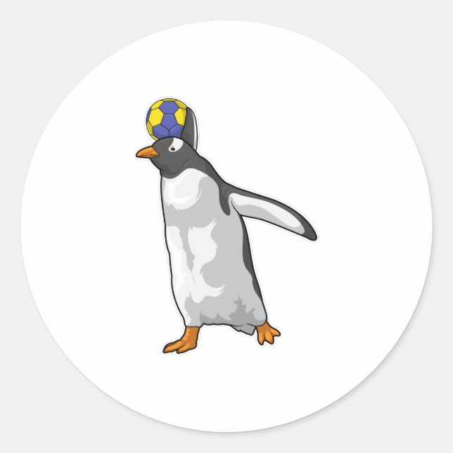 Sticker Rond Handball joueur de pingouin Handball (Devant)