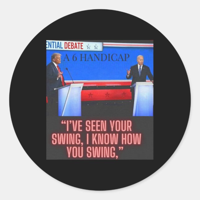 Sticker Rond Handicap Joe Biden Et Donald Trump Débat (Devant)