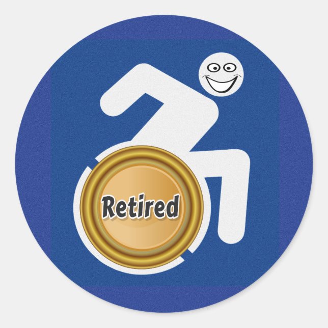 Sticker Rond Handicapés à la retraite (Devant)