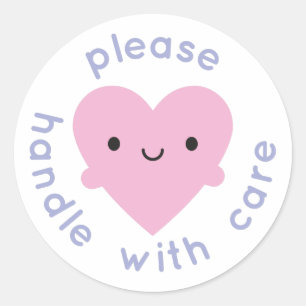 Sticker Rond Handle Avec Soin Kawaii Coeur
