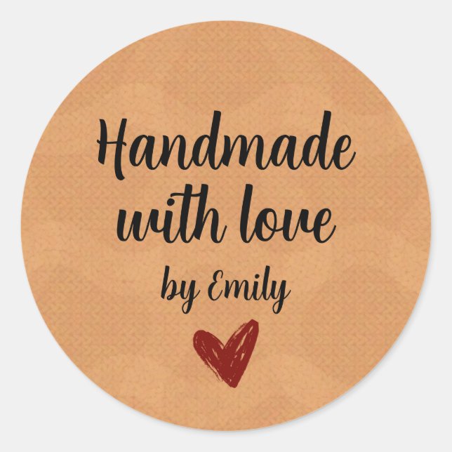 Sticker Rond Handmade With Love Small Business Packaging (Devant)
