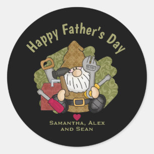 Sticker Rond Handyman Garden Gnome customisé et personnalisé