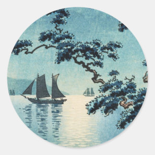 Sticker Rond Hanga de tibia de bord de mer de Tsuchiya Koitsu