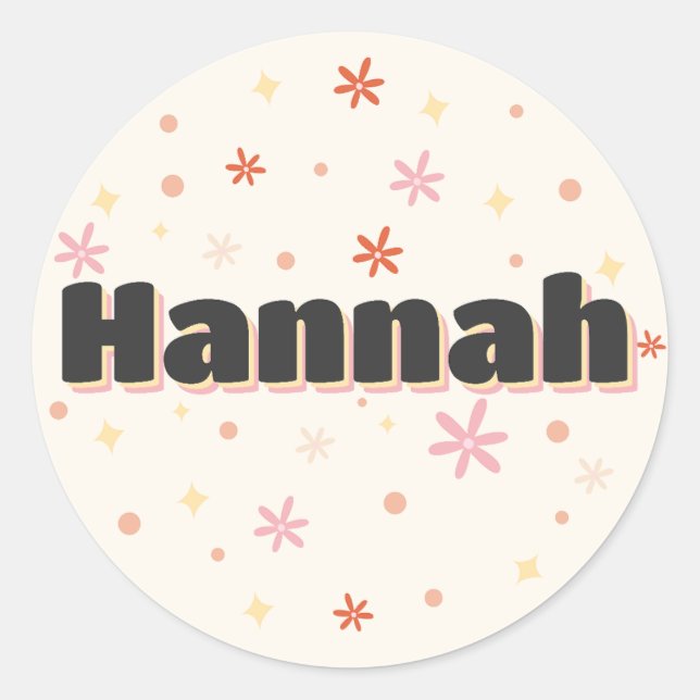 Sticker Rond Hannah nom joli design (Devant)