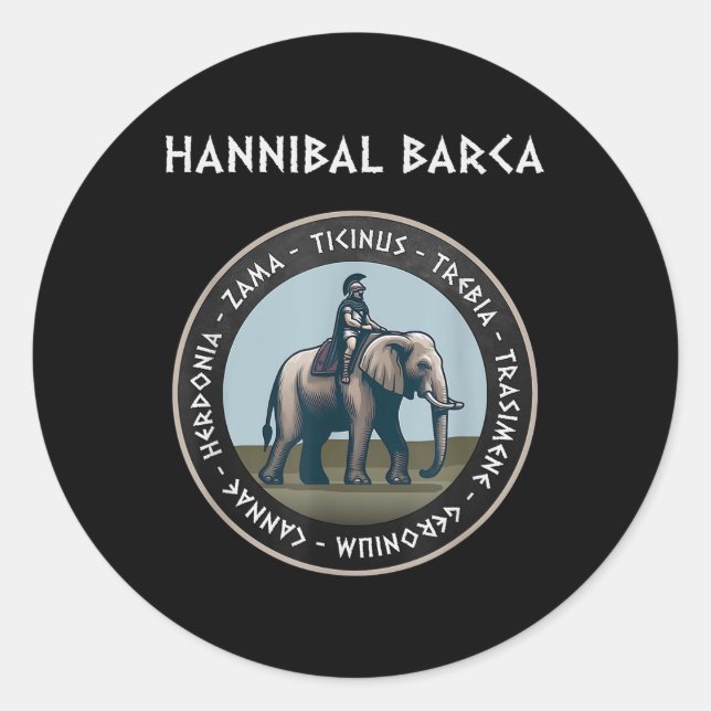 Sticker Rond Hannibal Barca 2e Batailles de guerre punique Cart (Devant)