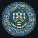 Sticker Rond Hannukah Menorah<br><div class="desc">Fêter Hanoukka</div>