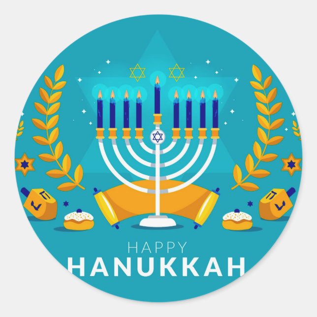 Sticker Rond Hannukah Menorah (Devant)