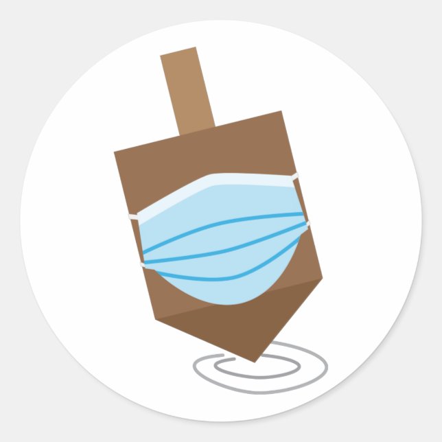 Sticker Rond Hanoukka 2020 - Dessus filant avec masque de visag (Devant)