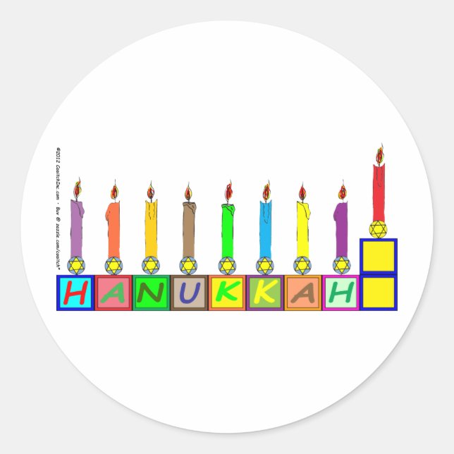 Sticker Rond Hanoukka Children's blocs menorah (Devant)