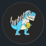 Sticker Rond Hanoukka Dinosaur Menorawr Saurus Rex Chanukah<br><div class="desc">Hanoukka Dinosaur Menorawr Saurus Rex Chanukah</div>