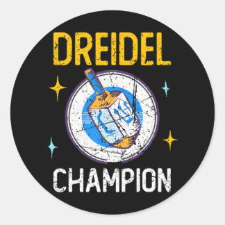 Sticker Rond Hanoukka Dreidel Champion Juif tournoi Top