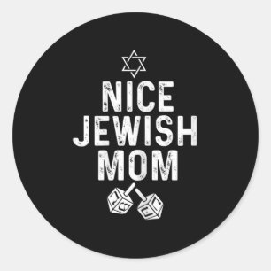 Sticker Rond Hanoukka Dreidel Star Fun Pour Nice Jewish Mom