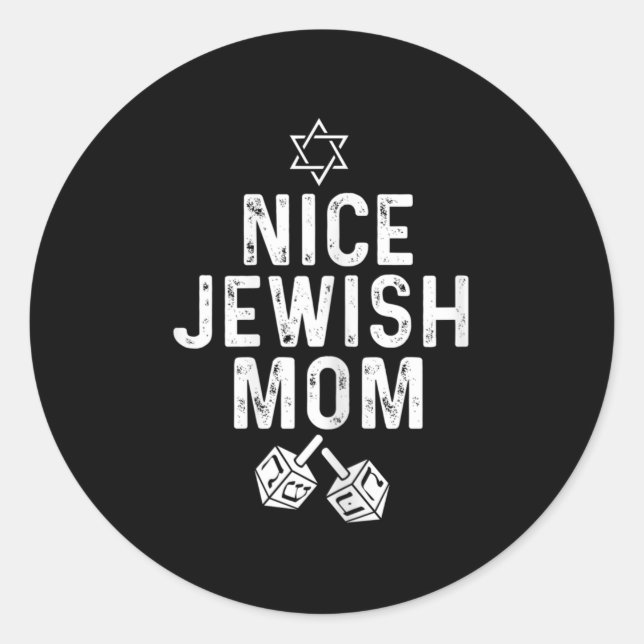 Sticker Rond Hanoukka Dreidel Star Fun Pour Nice Jewish Mom (Devant)