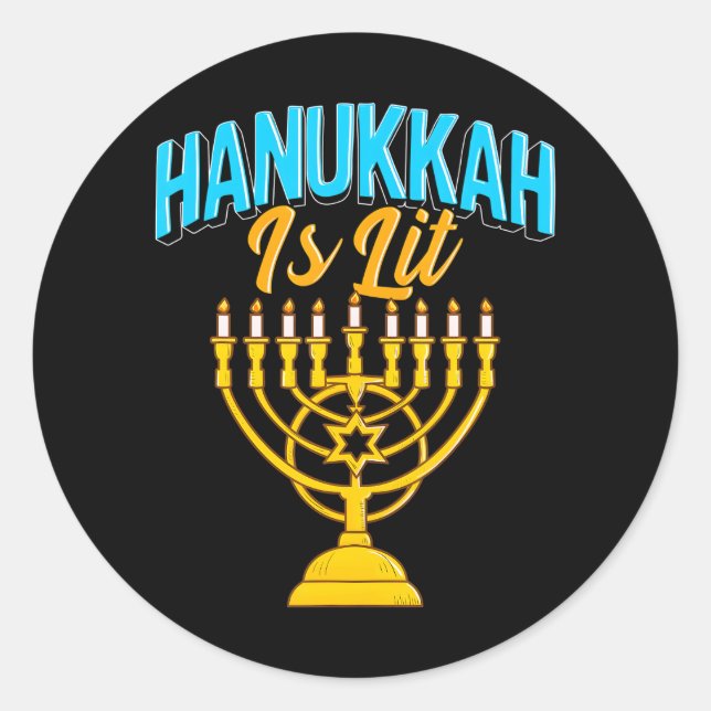 Sticker Rond Hanoukka est Lit (Devant)