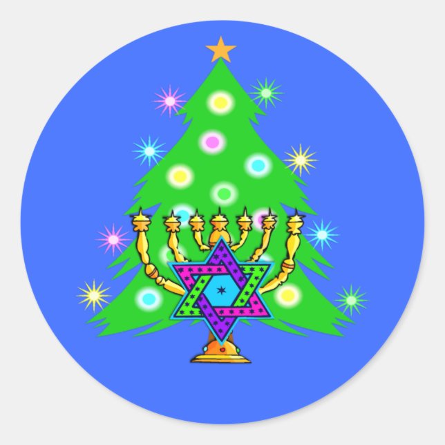 Sticker Rond Hanoukka et Noël (Devant)