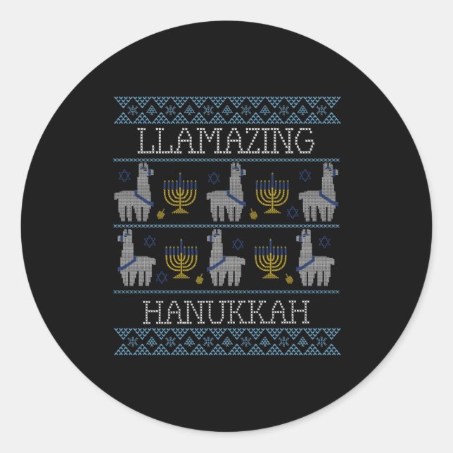 Sticker Rond Hanoukka - Llamazing Hanoukka (Devant)