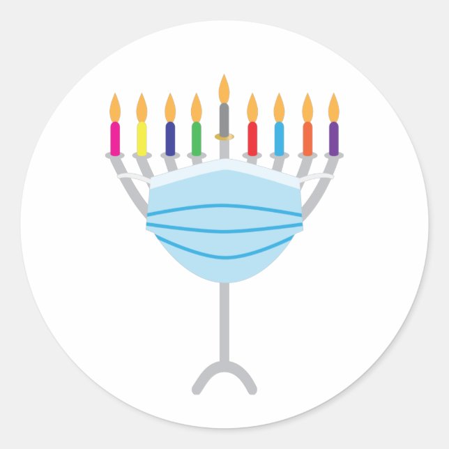 Sticker Rond Hanoukka Menorah avec masque (Devant)