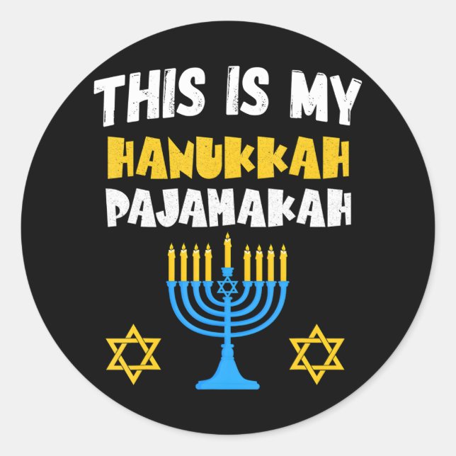 Sticker Rond Hanoukka pour la famille Chanukah Funny Hanoukka (Devant)