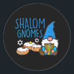 Sticker Rond Hanoukka Shalom Gnomes Funny Chanukah juif<br><div class="desc">Hanoukka Shalom Gnomes Funny Chanukah juif</div>