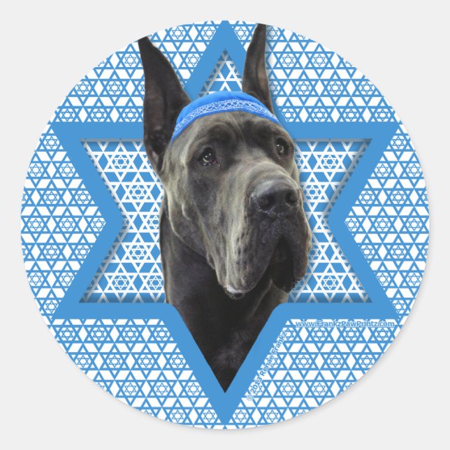 Sticker Rond Hanoukka Star of David - Great Dane - Grey (Devant)