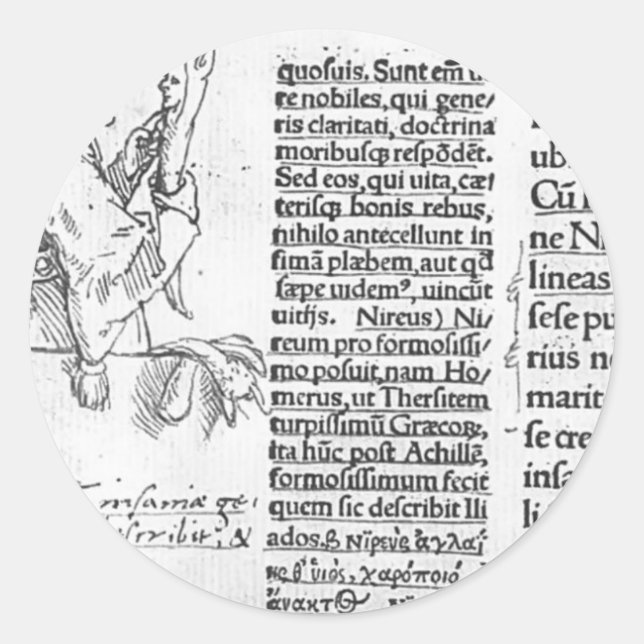 Sticker Rond Hans Holbein - Illustration marginale pour Erasmus (Devant)