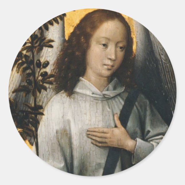 Sticker Rond Hans Memling- Angel tenant une branche d'olivier (Devant)