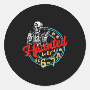 Sticker Rond Hanté par 67 squelette drôle et citrouille Hallowe