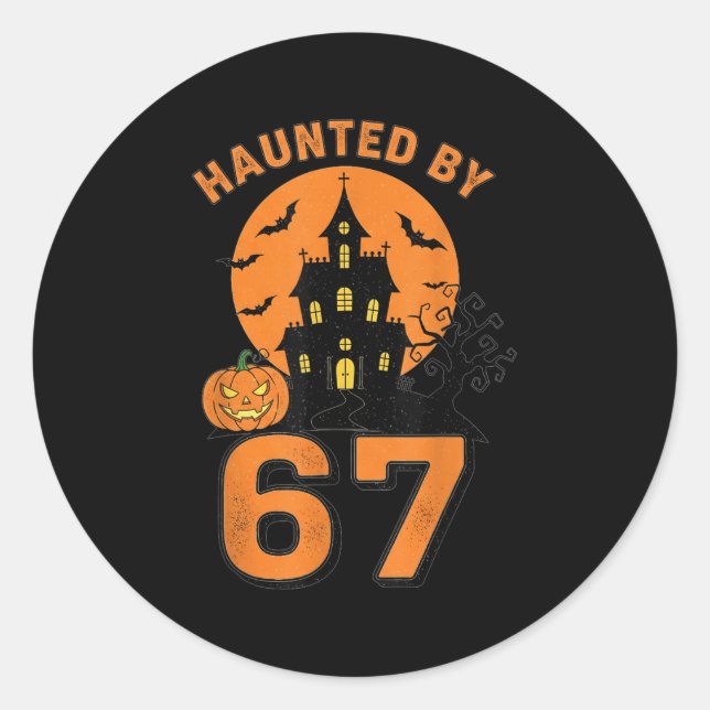 Sticker Rond Hantée Par 67 Drôle Halloween (Devant)