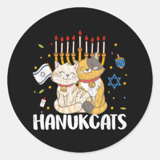 Sticker Rond Hanukcats Drôle Juif Hanoukka Jew Amoureux de la f