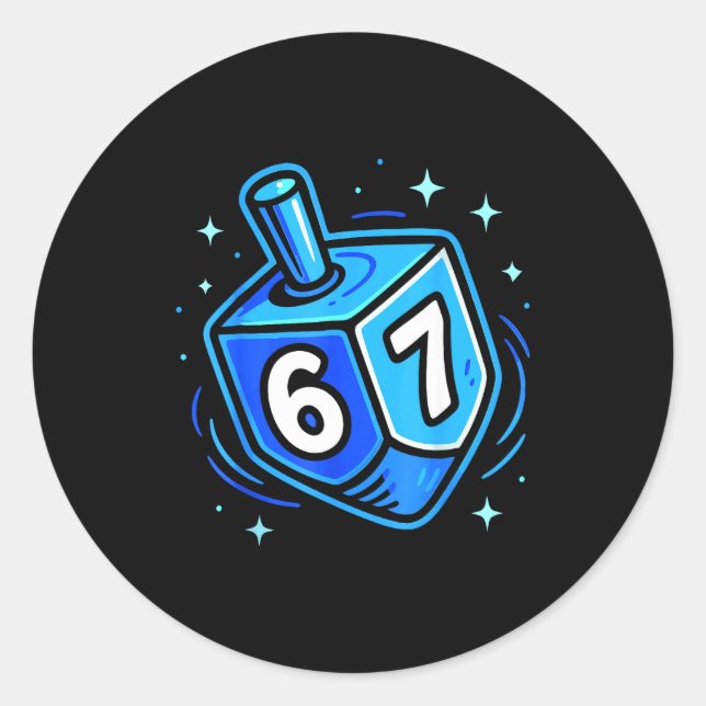 Sticker Rond Hanukkah 67 Six Seven Boy Girl Kids 67 Meme Hanukk (Devant)