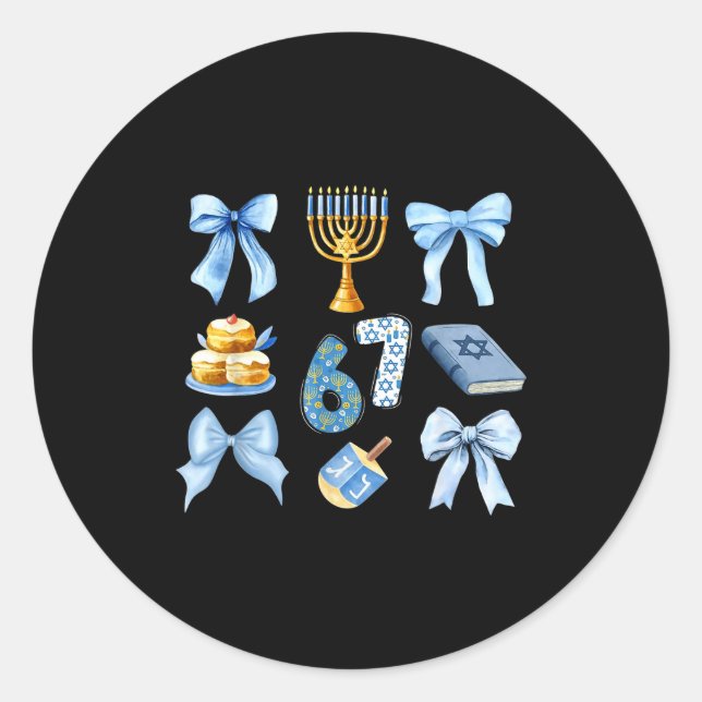 Sticker Rond Hanukkah 67 Six Seven Girl Kids 67 Meme Coquette B (Devant)