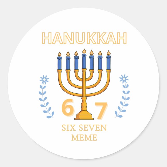 Sticker Rond Hanukkah 67 Six Seven Meme (Devant)