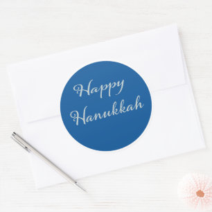 Sticker Rond Hanukkah Joyeux élégant argent Tekhelet bleu