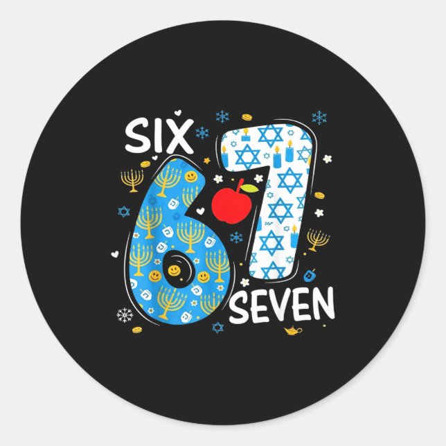 Sticker Rond Hanukkah Menorah Dreidel 67 Festive Chanukah Six S (Devant)