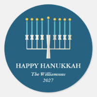 Hanukkah Menorah in Blue Personalized