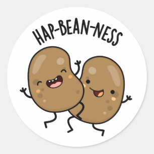 Sticker Rond Hap-bean-ness Funny Bean Pun