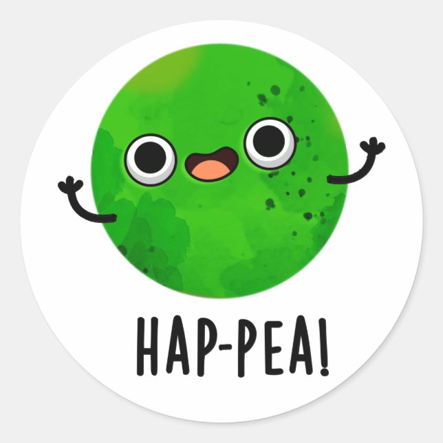 Sticker Rond Hap Pea Funny Happy Pea Pun (Devant)