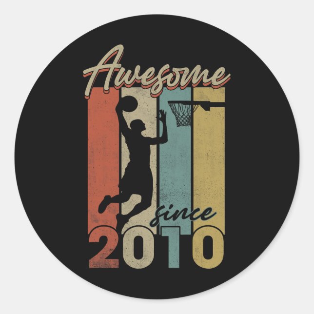 Sticker Rond Happy 12th Birthday Basketball 12 Yr Old Awesome S (Devant)