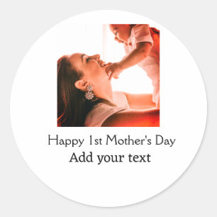 Sticker Rond Happy 1st Mother's Day meilleure maman jamais ajou