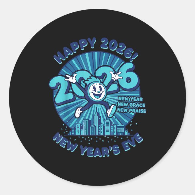 Sticker Rond Happy 2026 New Year's Eve Celebration Design  (Devant)