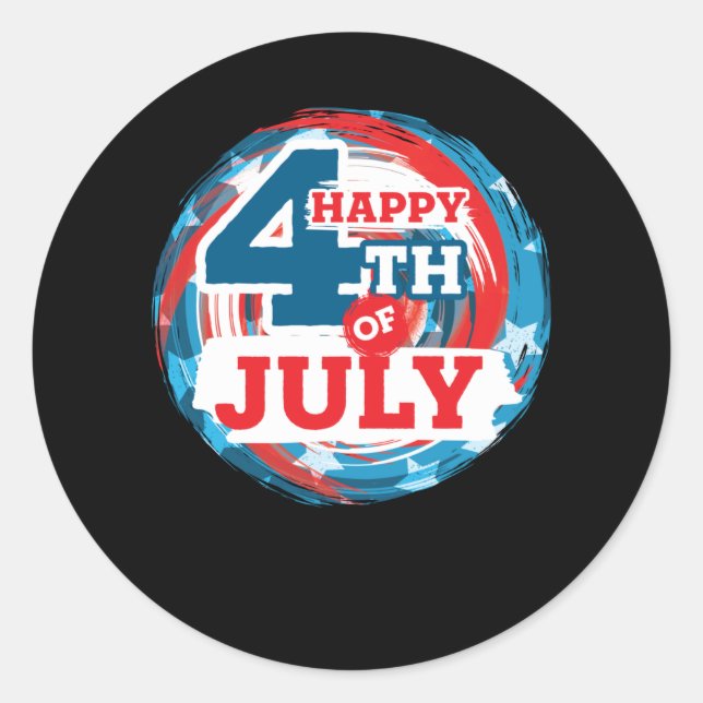 Sticker Rond Happy 4 juillet - drapeau américain Couleur (Devant)