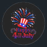 Sticker Rond Happy 4th of July America Celebrating Freedom<br><div class="desc">Happy 4th of July America Celebrating Freedom Gift. Perfect gift for your dad,  mom,  papa,  men,  women,  friend and family members on Thanksgiving Day,  Christmas Day,  Mothers Day,  Fathers Day,  4th of July,  1776 Independent day,  Veterans Day,  Halloween Day,  Patrick's Day</div>
